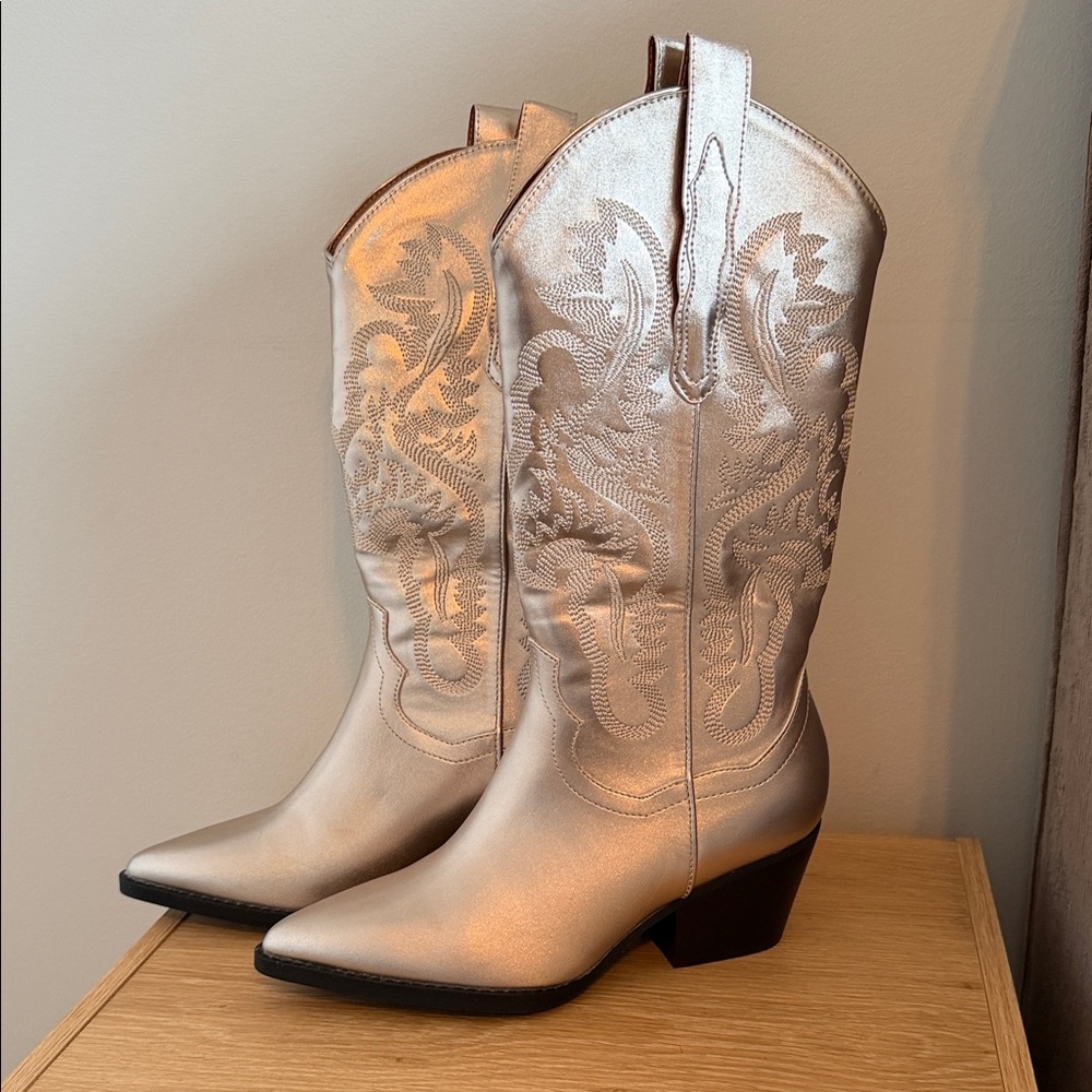 Maya Champagne Embroidered Western Boots